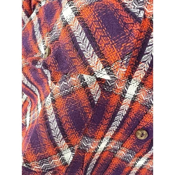 BUCKET LIST Purple and orange button up top S M L - Picture 6 of 6
